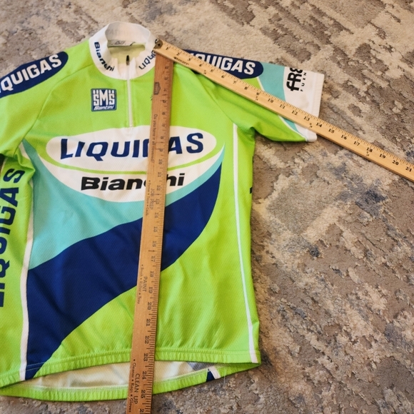 SMS Santini Bianchi Liquigas 1/4 zip cycling jersey. Blue green. Size large - Picture 5 of 16